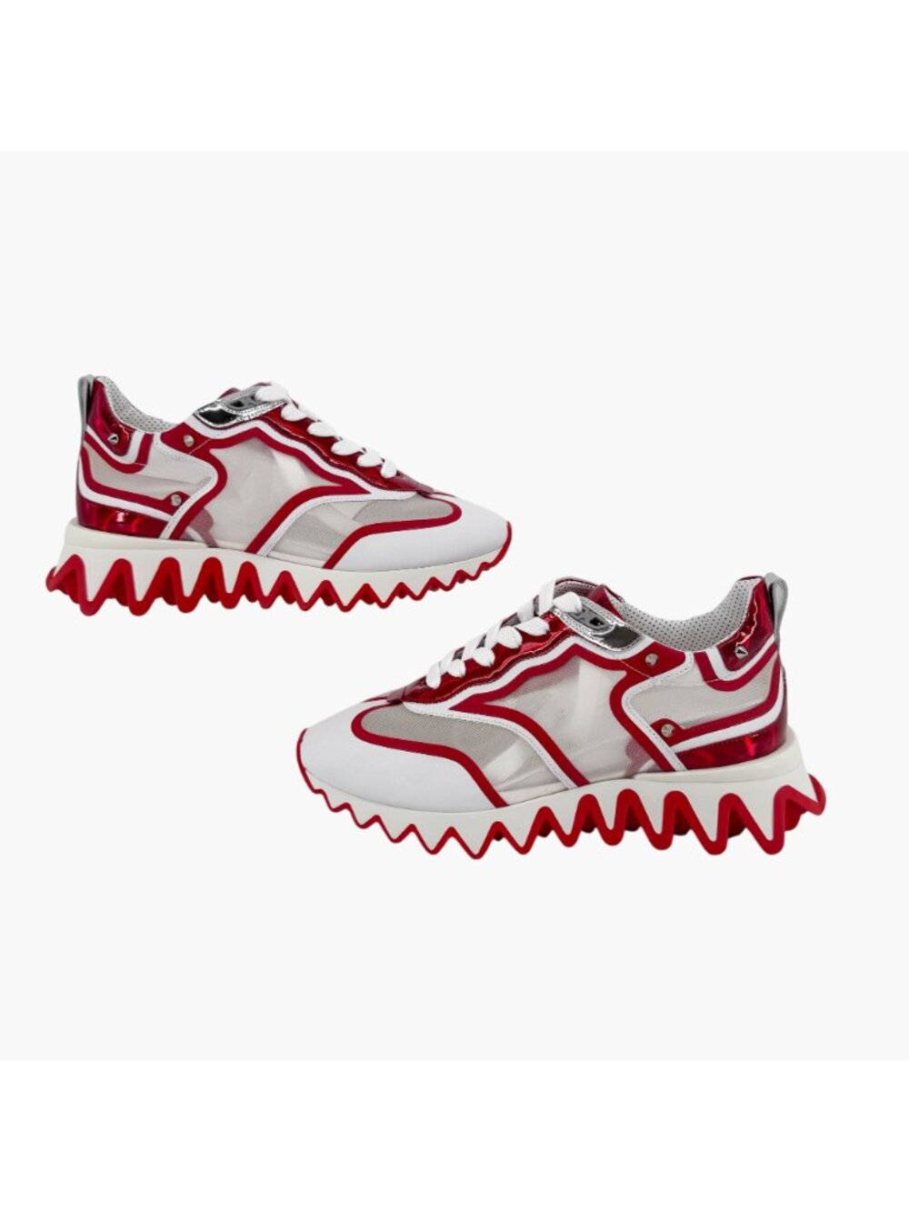 Christian Louboutin Sharkina White Mesh Red Sneakers Size 38 US 8 Women's 6968 - Picture 9 of 15